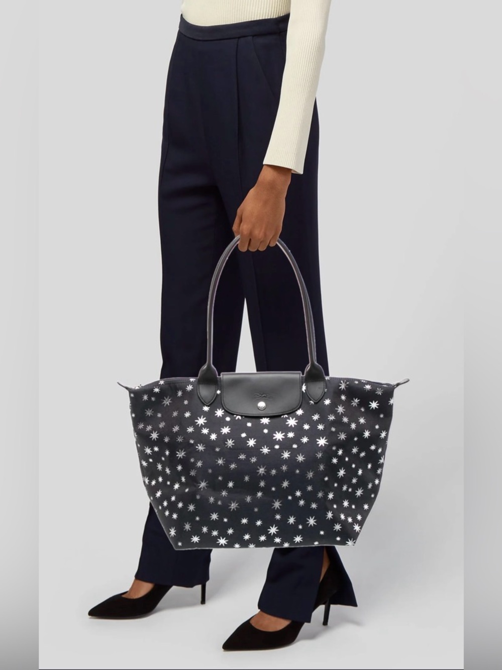 Longchamp Navy Blue w/ Stars Tote Bag
